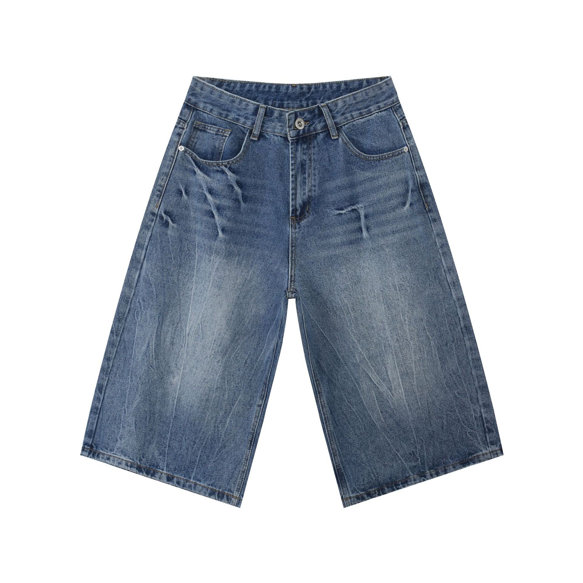 Harajuku Style Lightning Cracked Denim Pants for Men