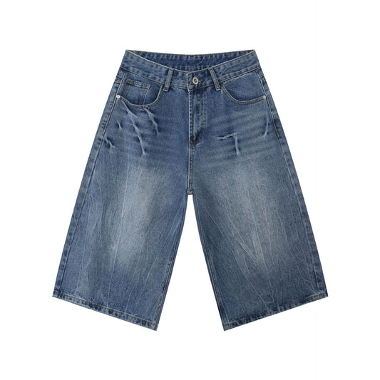 Harajuku Style Lightning Cracked Denim Pants for Men