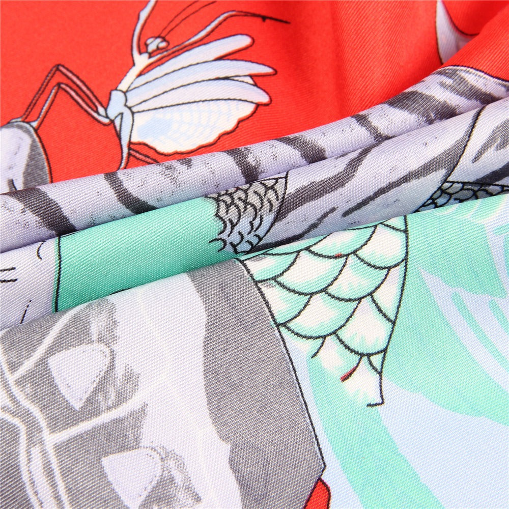 Handmade Silk Curled Scarf - Circus Animal Print 90cm