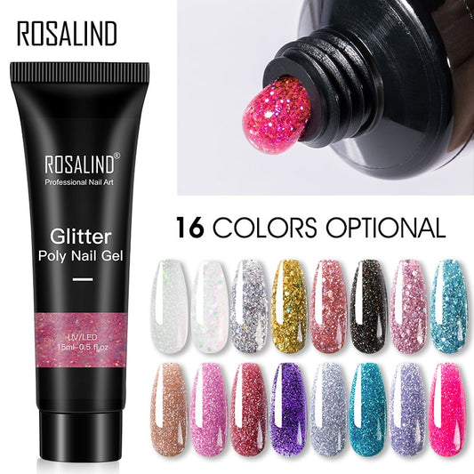 Glitter Poly Nail Gel Extension - 15ml Nail Polish for Manicure