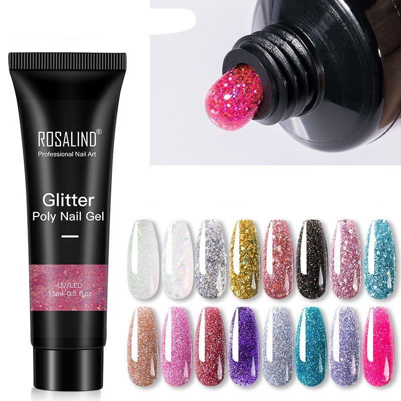 Glitter Poly Nail Gel Extension - 15ml Nail Polish for Manicure