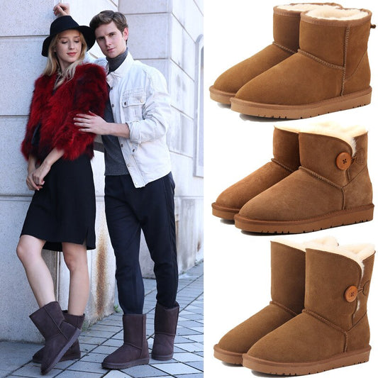 Genuine Leather Anti-Slip Snow Boots for Men and Women