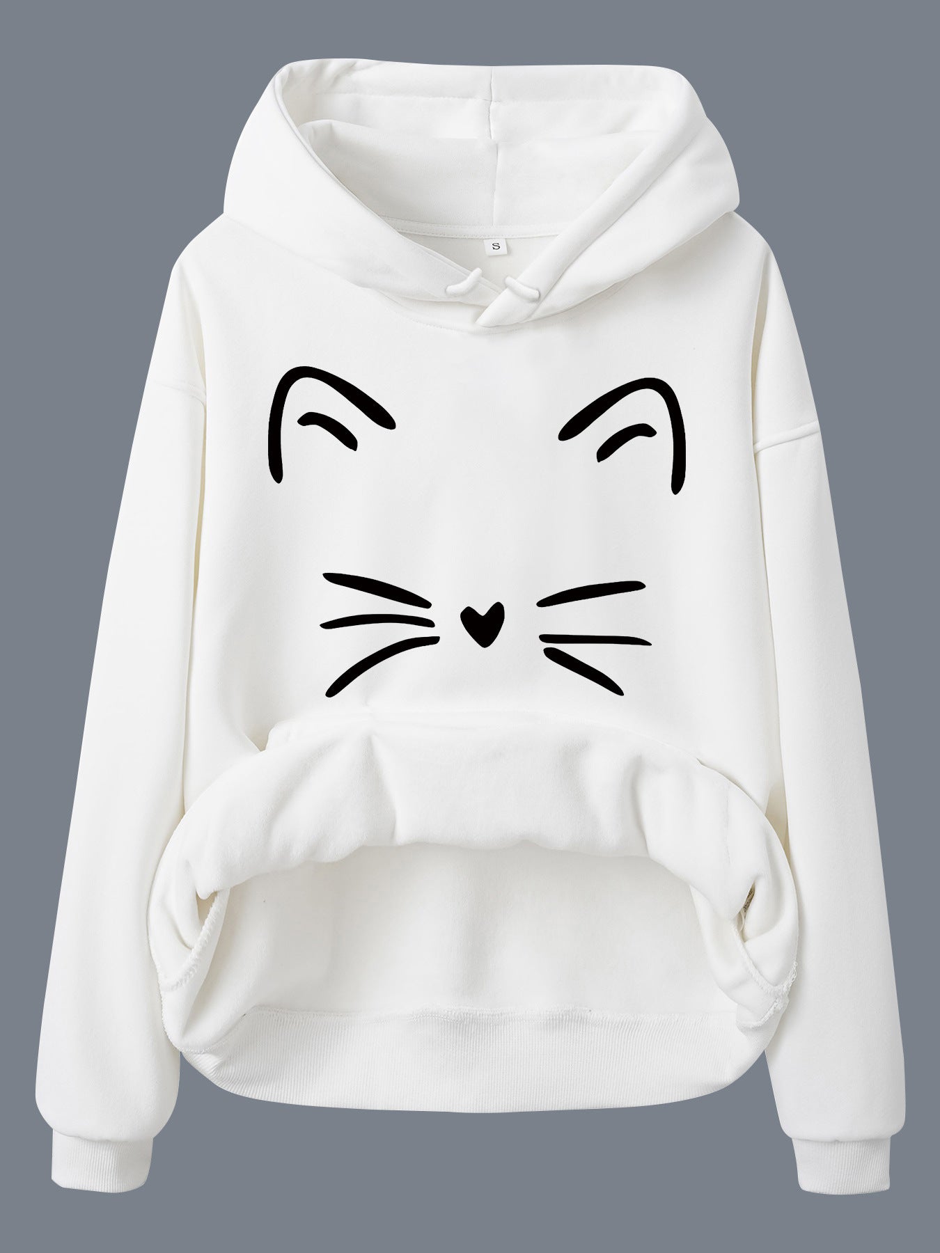 Hooded Long-Sleeve Fleece Hoodie with Kangaroo Pocket