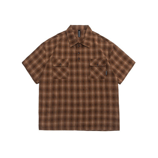 Double Patch Pocket Plaid Short Sleeved Shirt