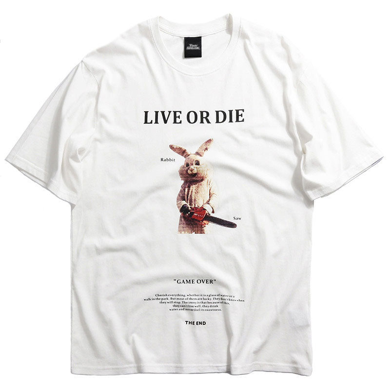 Playful Rabbit Saw Print T-Shirt - Unisex Streetwear