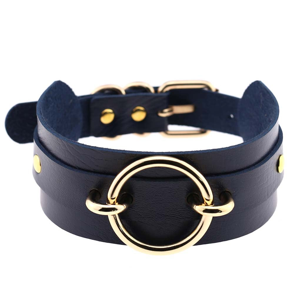 Harajuku Exaggerated PU Leather O-Ring Collar Necklace