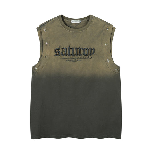 Streetwear Washed Heavywork Embroidered Vest