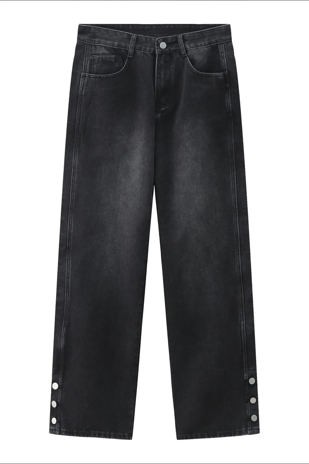 Playful Side Slit Baggy Jeans with Pockets