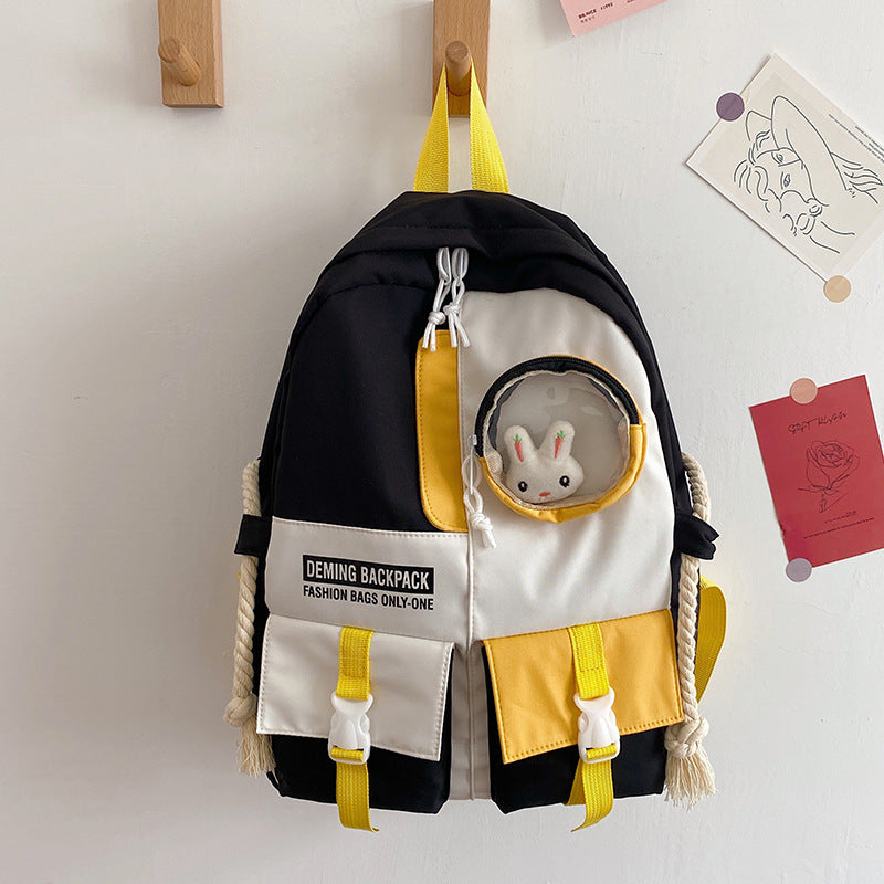 Chic Harajuku Style Color Matching Backpack for Girls