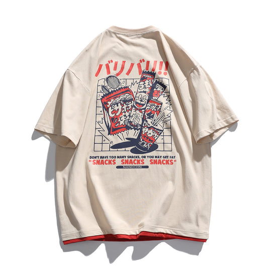 Men's Loose Fit Short Sleeved T-Shirt with Fake Two-and-a-Half Sleeves