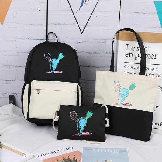 Harajuku Style USB Backpack for Girls - Three-Piece Set