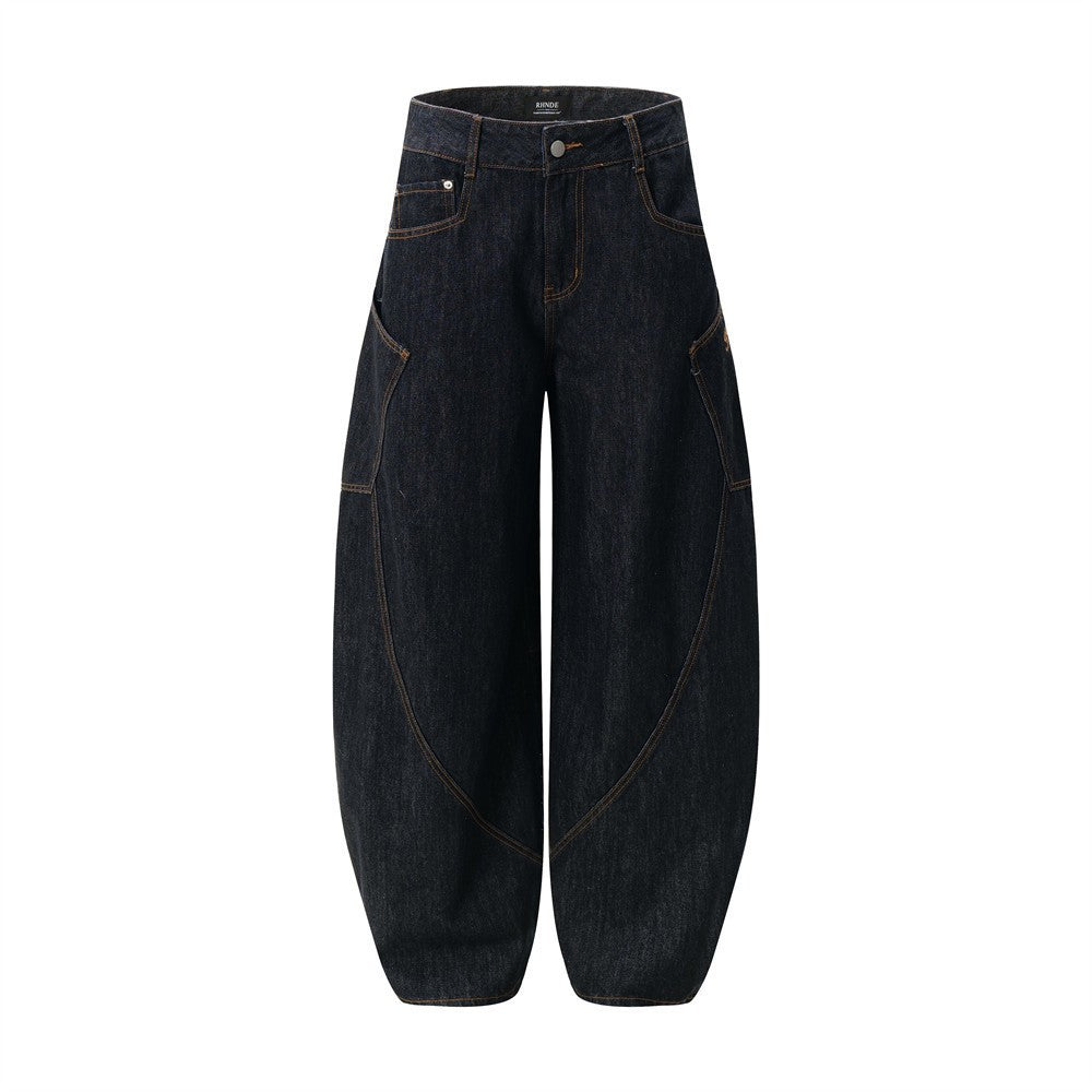 Harajuku Arc Moon Knife Denim Pants for Men