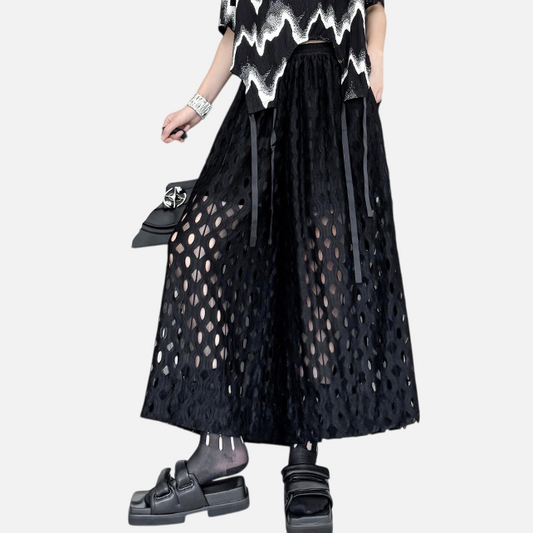 Goth Hollow Out Casual Wide Leg Pants for Women