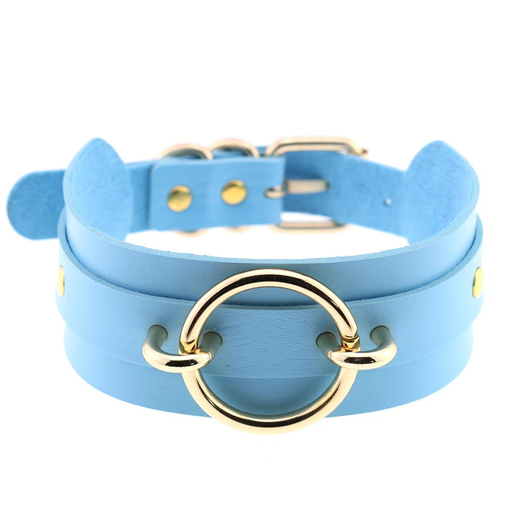 Harajuku Exaggerated PU Leather O-Ring Collar Necklace