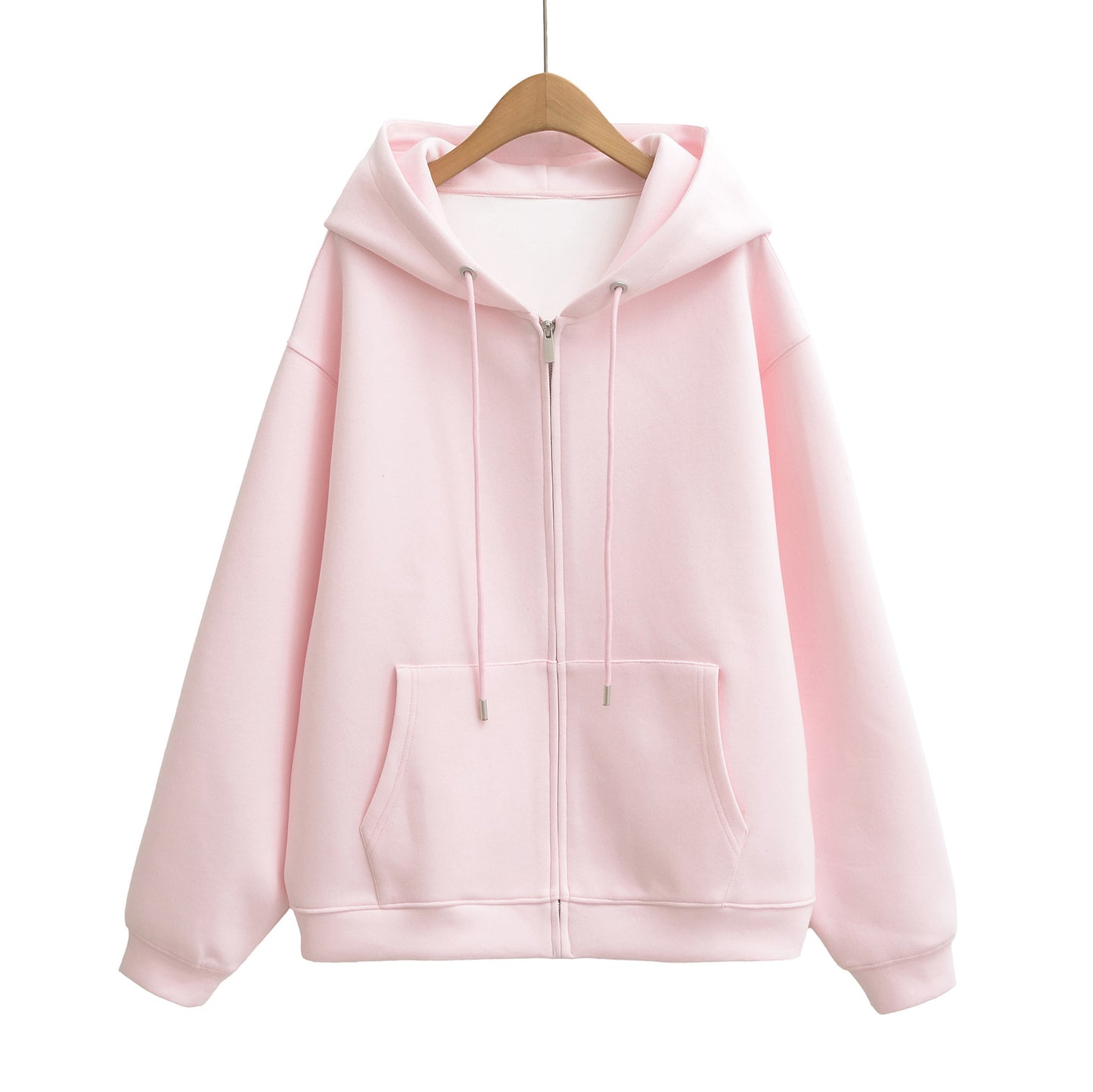 Loose Hooded Zipper Sweatshirt Jacket