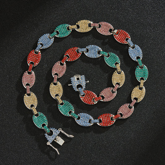 12mm Pig Nose Coffee Bean Color Necklace - Harajuku Style