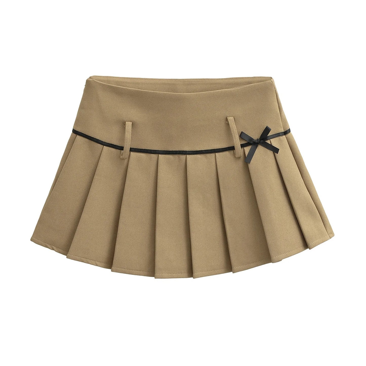 Black Pleated Skirt with Bow Detail