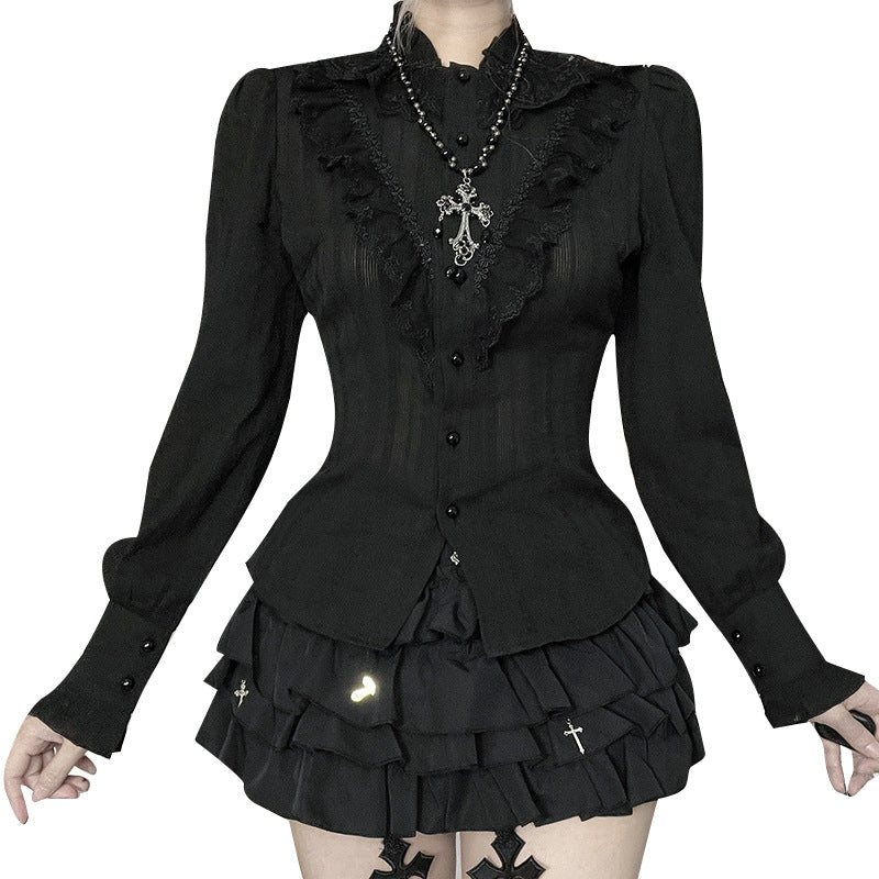 Gothic Dark Jacquard Textured Shirt