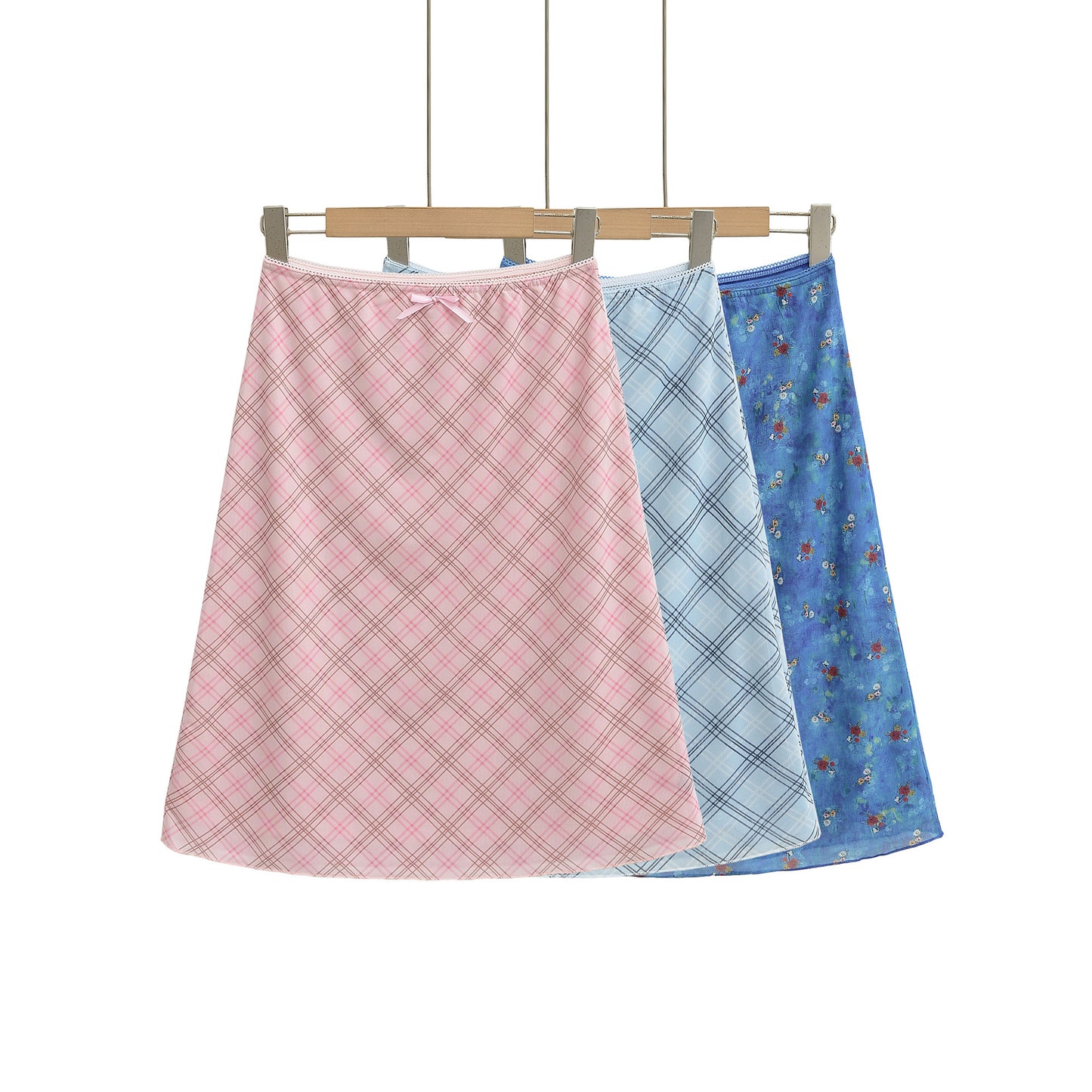 Bow Plaid Hip Hugging Skirt for Women with Elastic Waist - Half Skirt