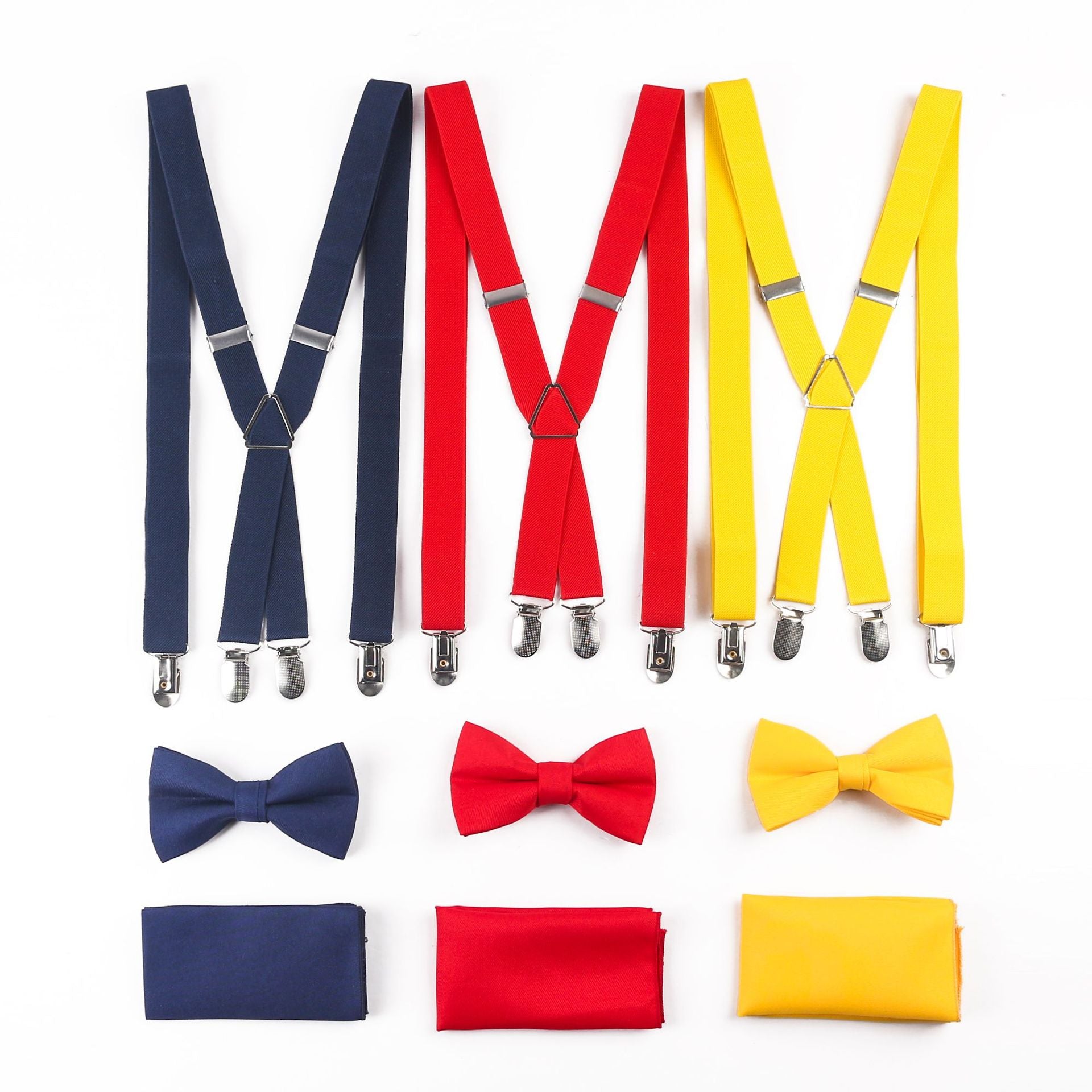 Bow Tie Square Stylish Men's Solid Color Adjustable Bib Suspender Suit