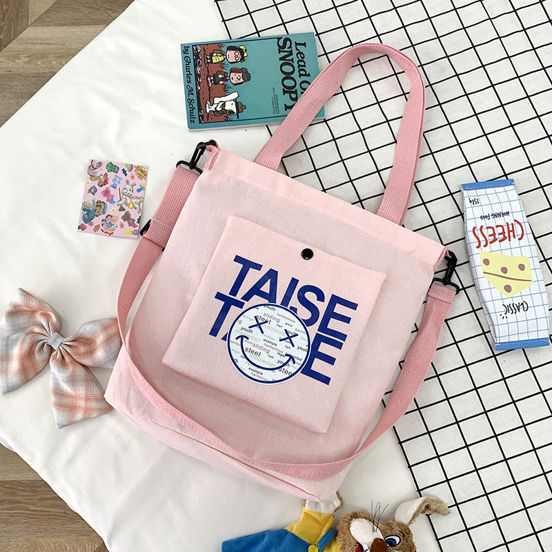Playful Little Devil Shoulder Bag - Trendy Canvas Tote