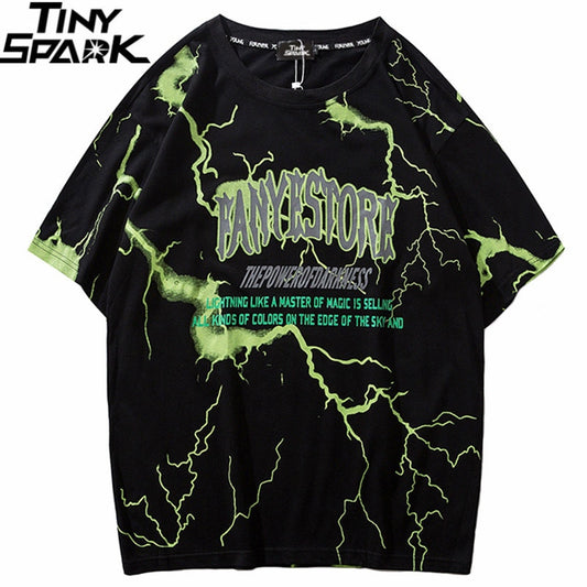 Men's Dark Lightning Hip Hop T-Shirt - Harajuku Streetwear