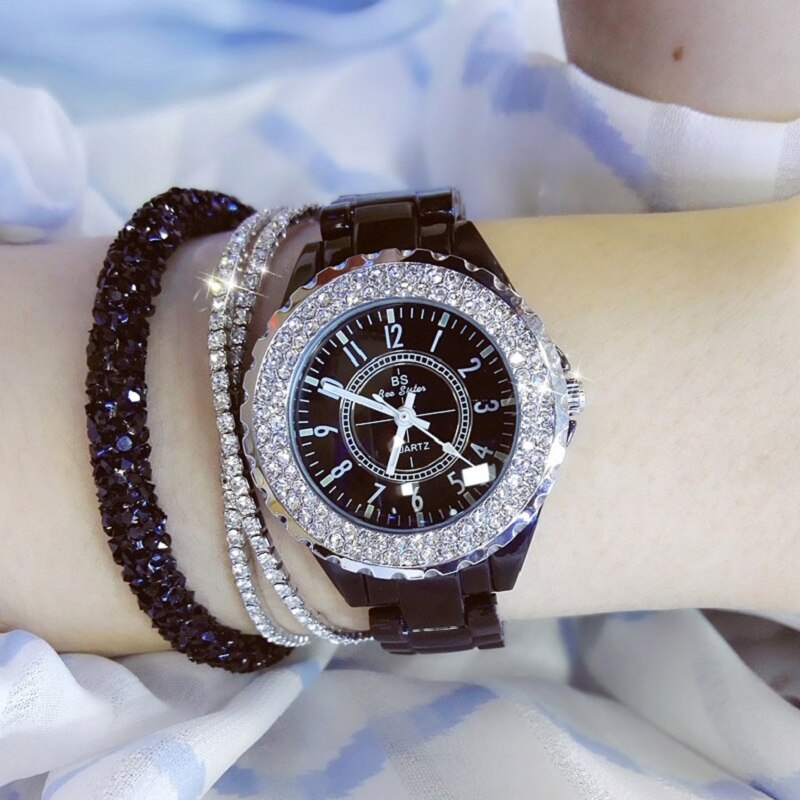 BS Bee Sister White Ceramic Luxury Watch for Women