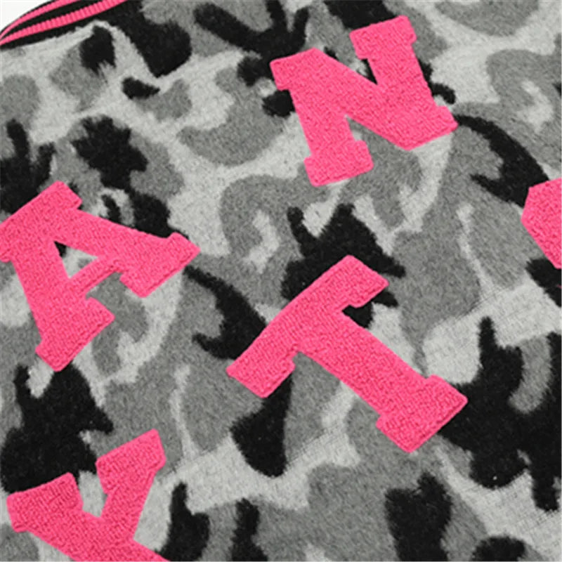 Harajuku Style Women Bomber Jacket - Embroidered Camouflage