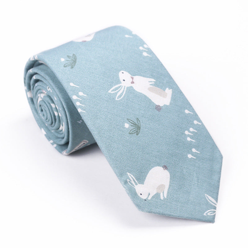 Printed Cartoon Cotton Neck Unisex Animal Pattern Tie