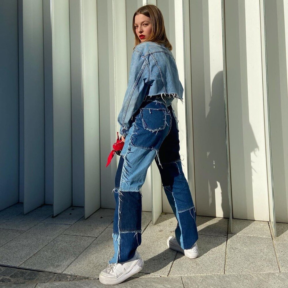 Harajuku Style Patchwork High Waist Hip Hop Trousers