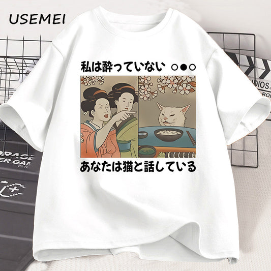 Harajuku Style Cartoon Cat T-Shirts – Kawaii Summer Fashion