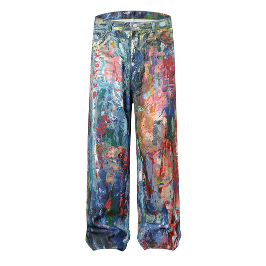 Color Printed Splash Ink Jeans