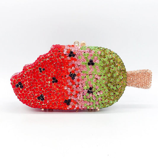 Ice Cream Diamond Evening Clutch Bag - Kawaii Rhinestone Purse
