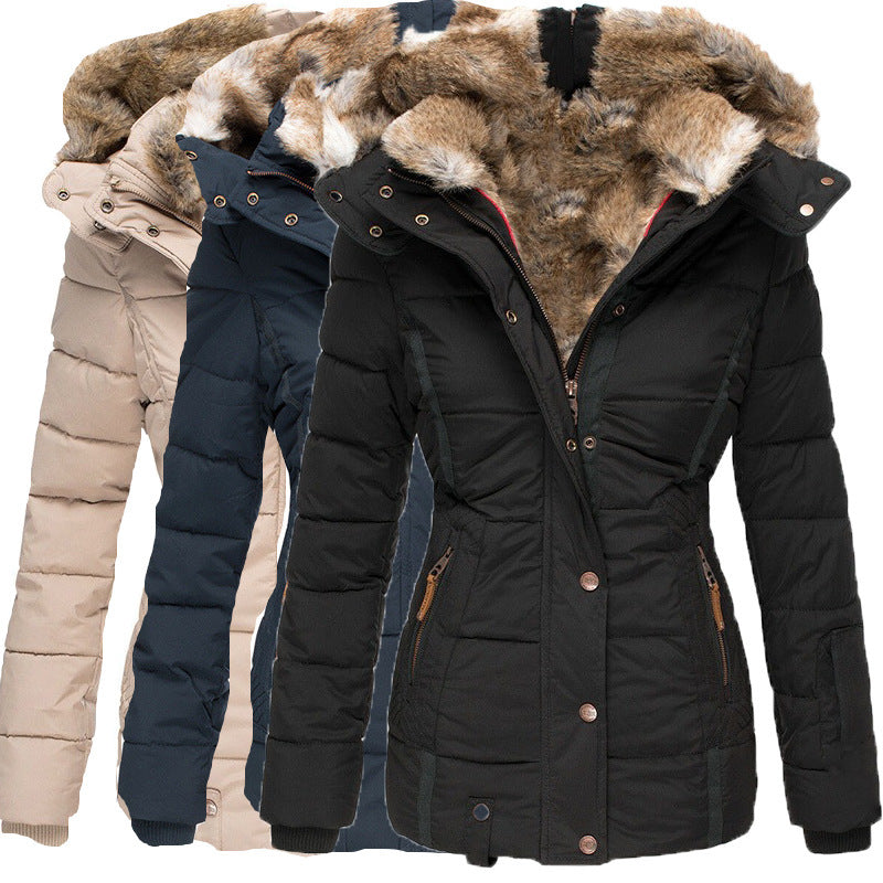Zipper Long Sleeve Slim Fit Cotton Hooded Jacket