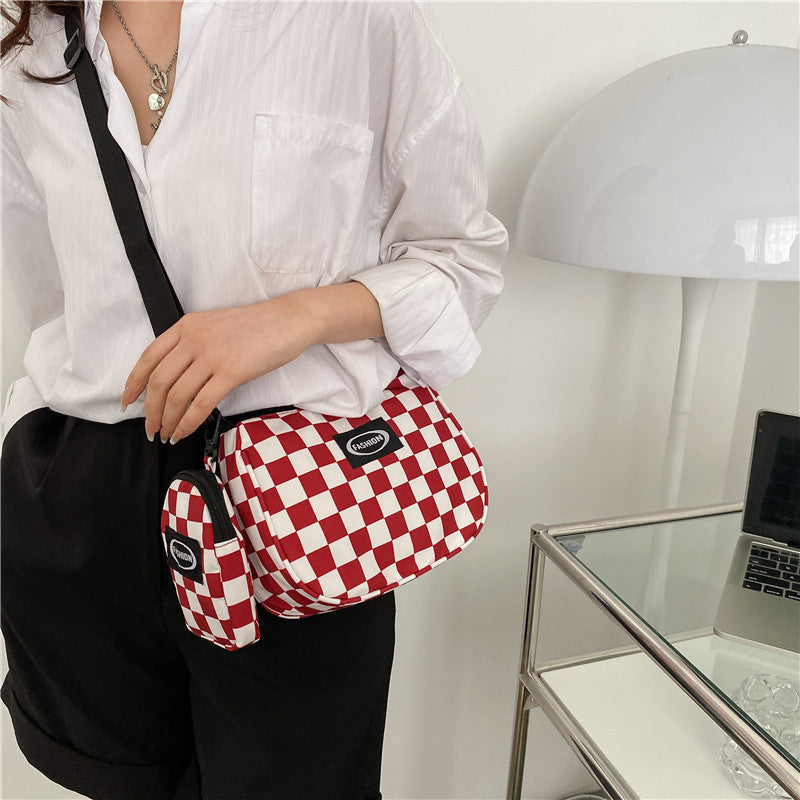 Trendy Checkerboard Messenger Bag - Harajuku Style