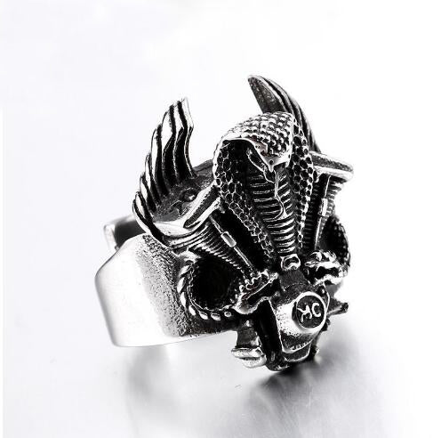 Retro Snake Biker Ring - Steel Soldier Style