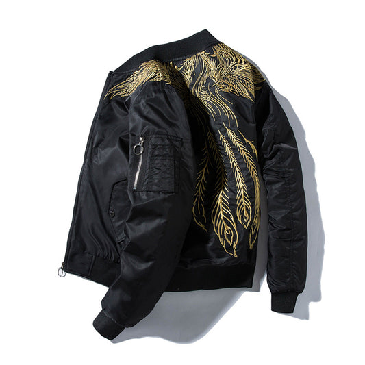 Harajuku Yankou High Street Phoenix Embroidery Flight Jacket - Bold Street Style Apparel