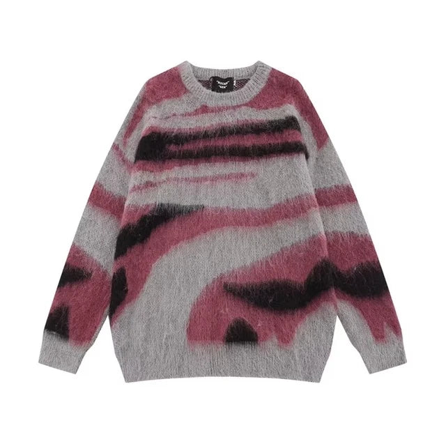 Striped Oversized Knitted Jumper Sweaters Streetwear Harajuku Fashion Couple Pullovers Knit Clothing