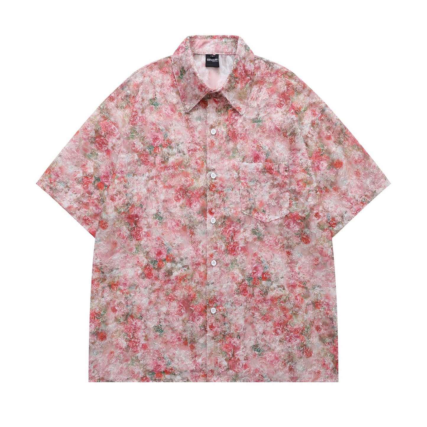 Harajuku Jacquard Short Sleeve Shirt for Couples