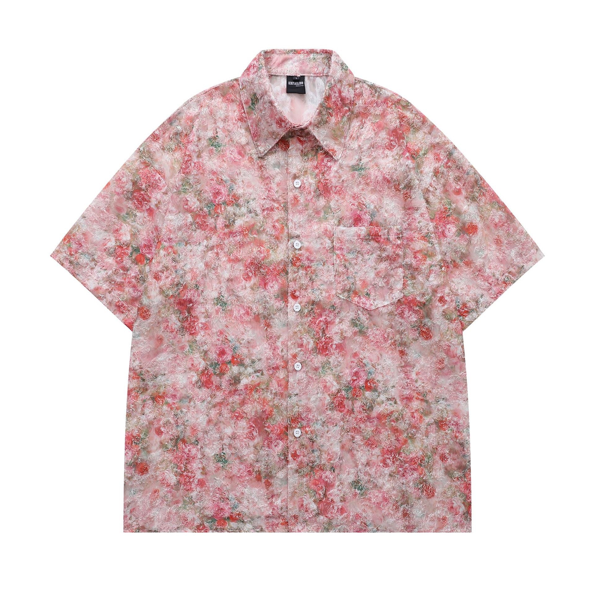 Harajuku Jacquard Short Sleeve Shirt for Couples