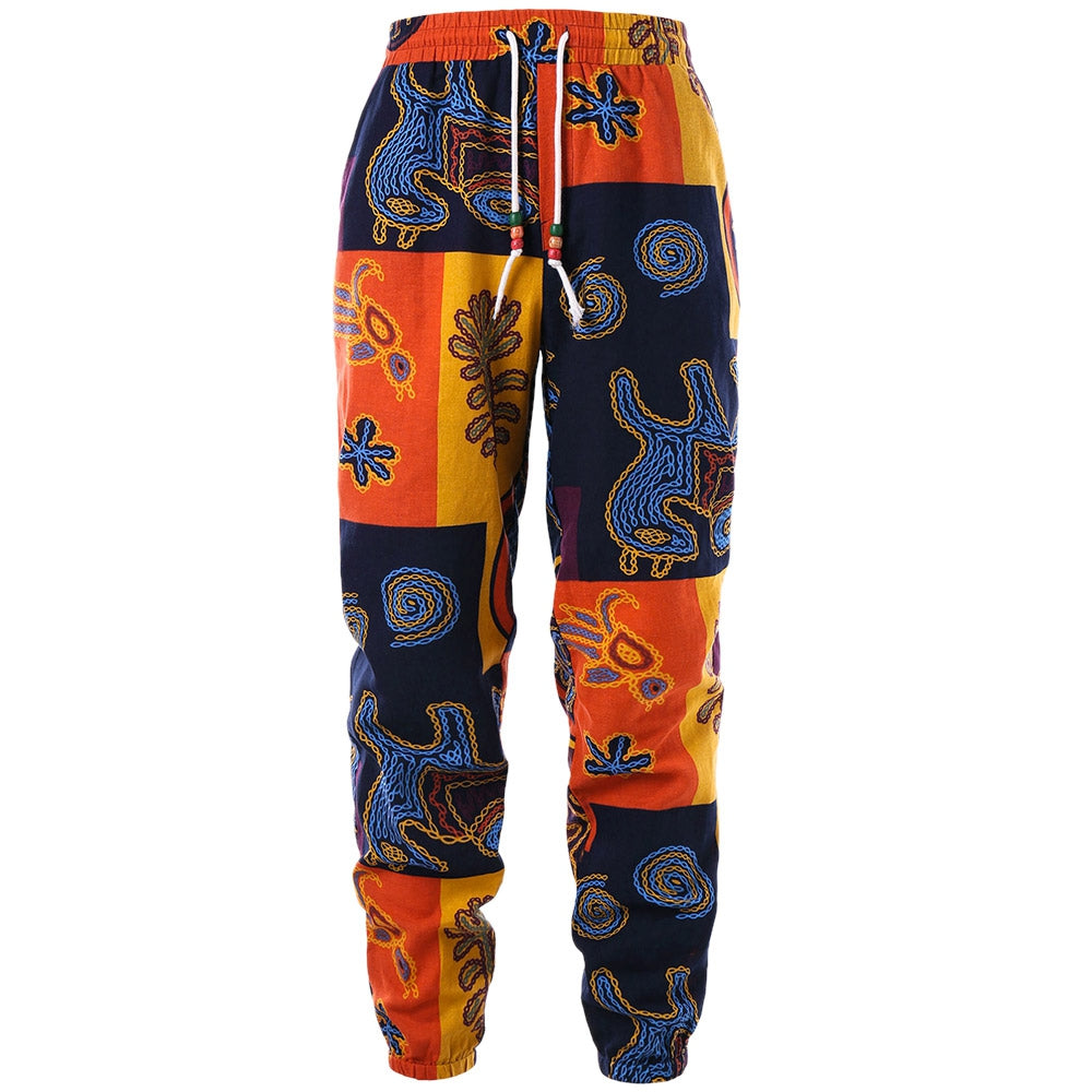 Tribal Print High-Waist Jogger Pants