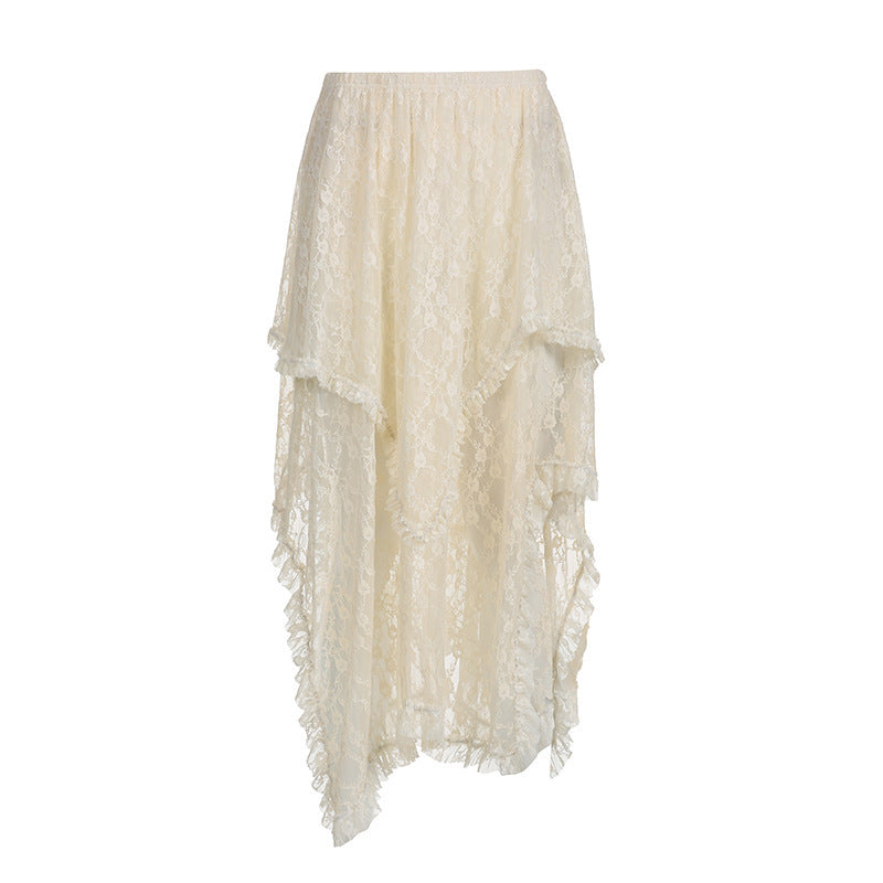 Harajuku Style Low Waist Double Layer Lace Half Skirt