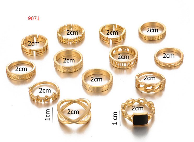 Tocona 15 Pcs Boho Virgin Mary Gold Rings Set for Women