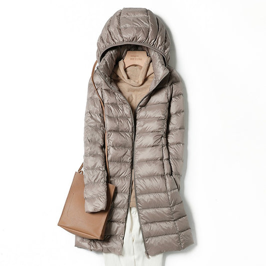 Harajuku-Style Women's Oversized Mid-Length Down Jacket