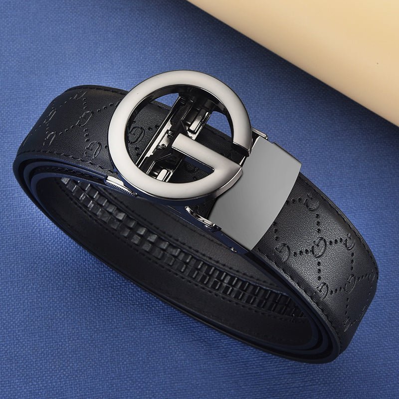 Men's Harajuku Style Genuine Leather Automatic Buckle Belt