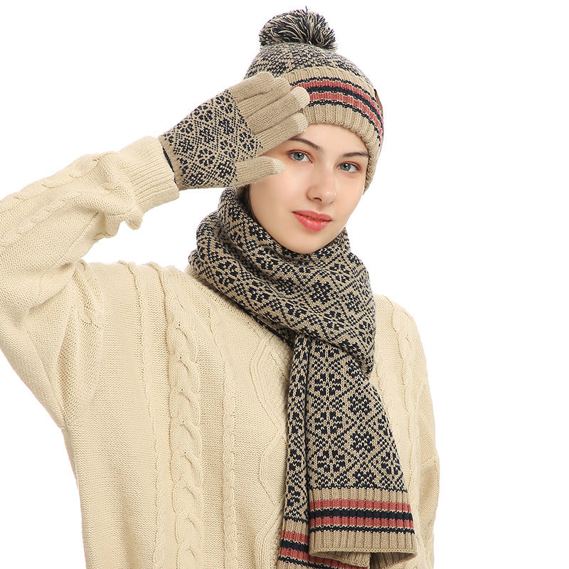 Harajuku Knitted Winter Scarf, Hat & Gloves Set