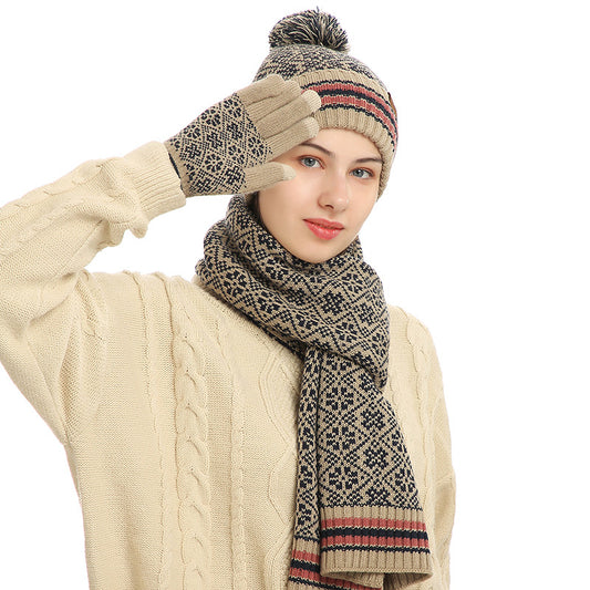 Harajuku Knitted Winter Scarf, Hat & Gloves Set