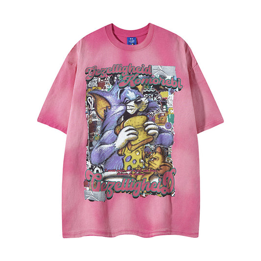 Playful Cartoon Graphic Loose Fit T-Shirt