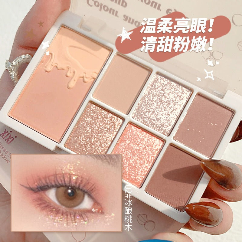 7 Color Red Wine Glitter Eyeshadow Palette - Korean Makeup