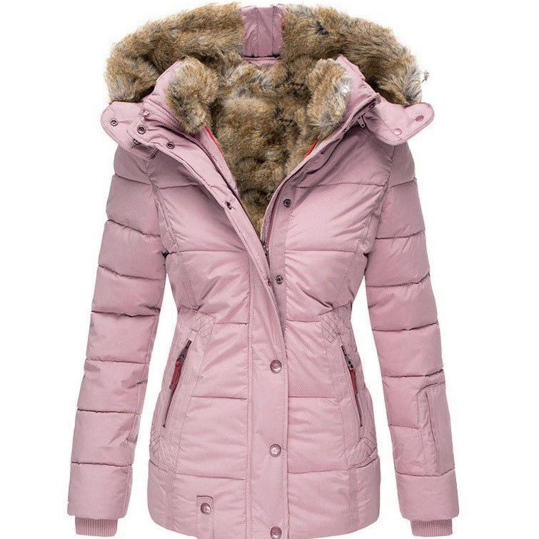Zipper Long Sleeve Slim Fit Cotton Hooded Jacket